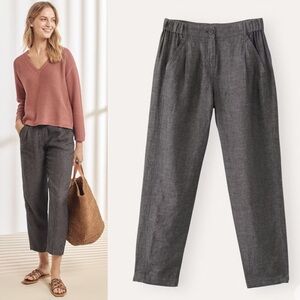 NWT Poetry tailored trousers gray linen pants size 18 high rise pleated v784